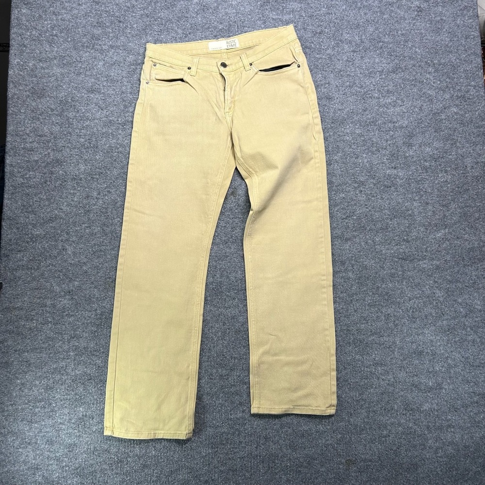 Rustic Dime Jeans Men's Tan Denim Stretch Low Rise Slim‎ Fit Straight - 30x29.5
